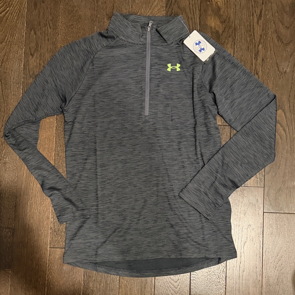 Under Armour Charcoal Quarter-Zip with Neon Logo